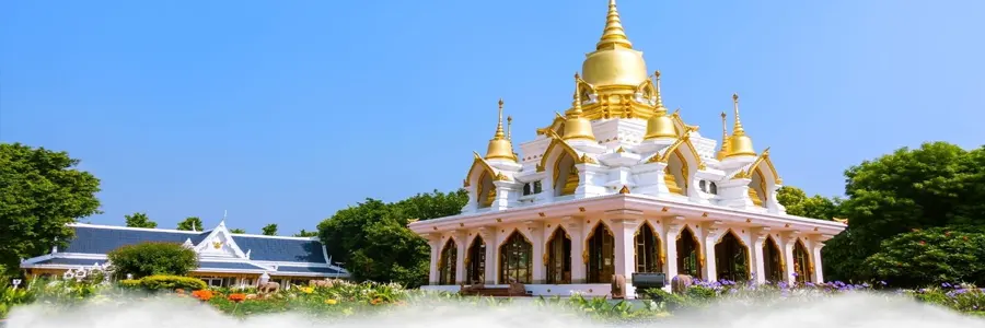 Kushinagara Buddhist pilgrimage site with temples and stupas